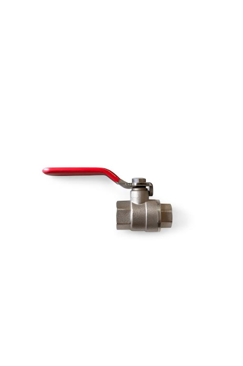 Red Nickel Plated Brass Long Handle Ball Valve - Female x Female BSP
